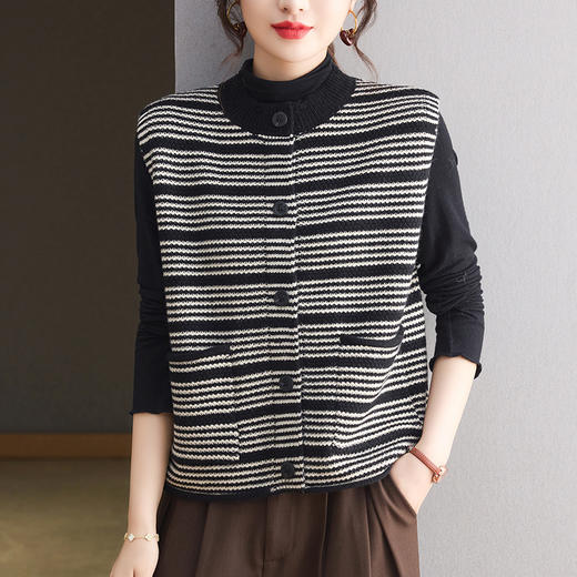 CC无袖针织开衫春秋外搭马甲背心2025新款洋气马夹坎肩外套毛衣 商品图1