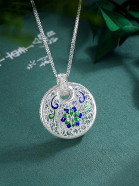 子佩集S990银莲花套链【WBHHDZ-6】珐琅彩花丝项链2509