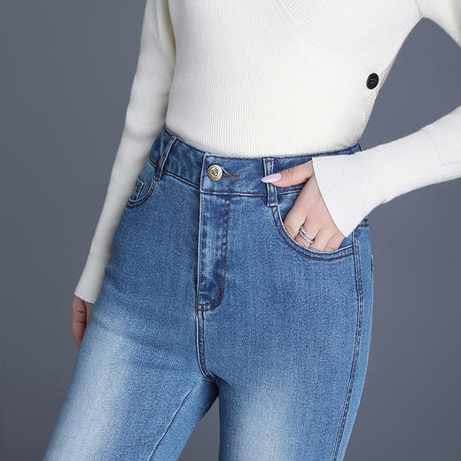 QYM 9854-Y牛仔棉裤高腰喇叭裤宽松休闲裤 商品图3