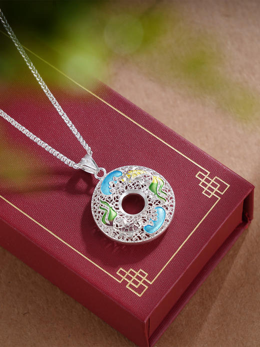 子佩集S990银【戏鱼】套链【MXDZ011】花丝平安扣圆圈项链2509 商品图1