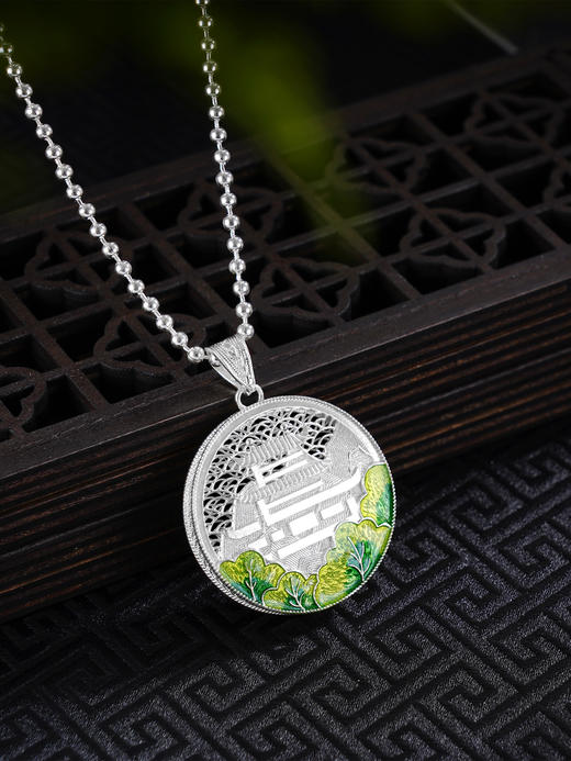 子佩集S990银【阁下天心】套链项链【DSDZ007】纯银花丝珐琅彩大师工坊原创作品2509 商品图0