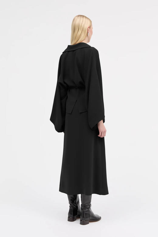 Mark Kenly Domino Tan 25AW 烟灰色/黑色BERLINA绉纱系带上衣 商品图5