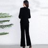 QYM 99H225-Y金丝绒三件套妈妈装打底衫+西装外套+长款微喇裤套装 商品缩略图2