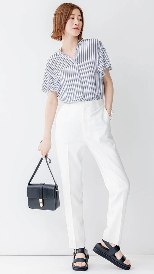 23区日系春季通勤职业OL直筒版半松紧腰长裤休闲烟管裤商场同款 商品图4