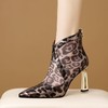 【预售5天】欧美时装网靴性感豹纹网纱凉靴新款真皮尖头高跟短鞋女HY&H3572 商品缩略图0