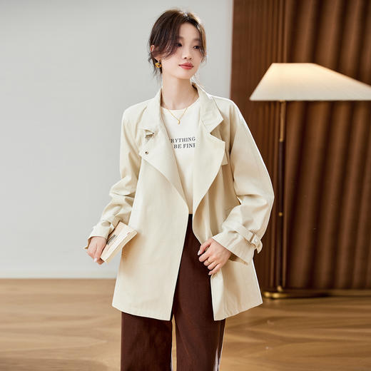 风衣外套中长款，气质休闲宽松外套HR-MUZL88091 商品图0