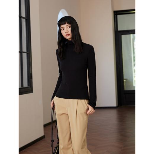 SPLELED  多巴胺自发热桑蚕丝莱赛尔打底衫 半高领/高龄两款可选 自发热黑科技 高弹面料舒适包裹皮肤，无压迫感，秋冬搭配舒适有型 百搭显瘦 商品图0