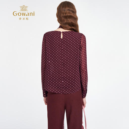 乔万尼2025秋新品复古波点通勤时尚宽松衬衫上衣ED3C220 商品图4