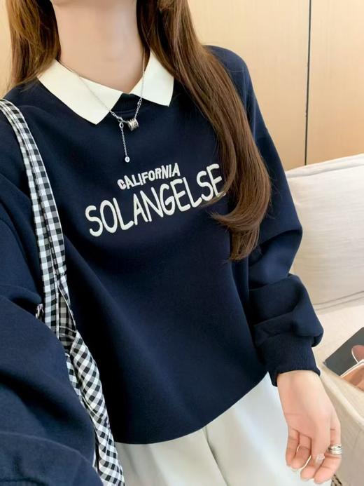 【工艺系列卫衣】刺绣款～95%棉重工刺绣SO拼色领卫衣-喜出 商品图6