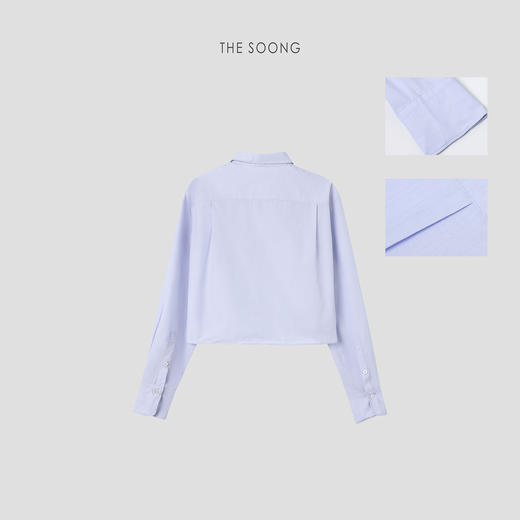 THESOONG/秋季长袖衬衫女短款上衣无袋免烫抗皱开衫方领HRCS6875 商品图9