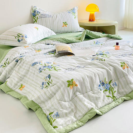 PLOVER啄木鸟(PLOVER)夏凉被-泡泡纱鲜豆被（200*230CM） 青青草原 200cm*230cm 商品图4