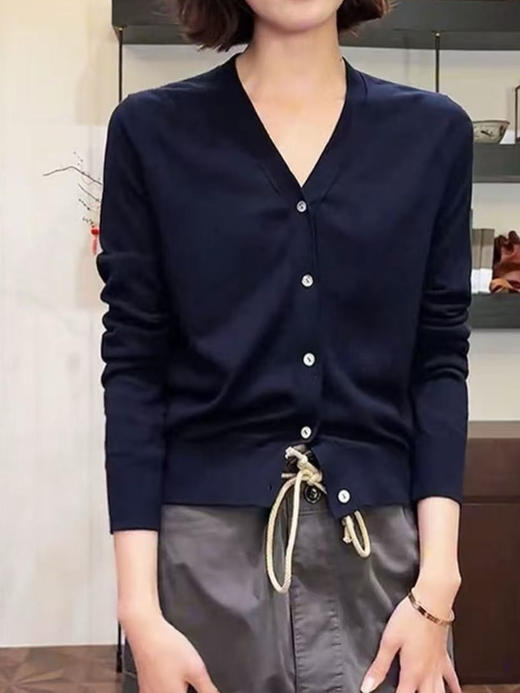 之禾同款老钱感V领针织开衫09102 商品图9