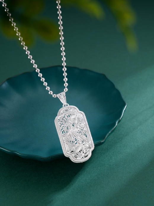 子佩集S990银【枫生水起】大号套链项链【DSDZ010】纯银花丝绿玉髓大师工坊原创作品枫叶2509 商品图6