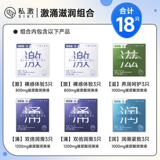 SIKI私激玻尿酸避孕套003超薄安全套激涌滋润6盒18只水氧润滑套 商品图2