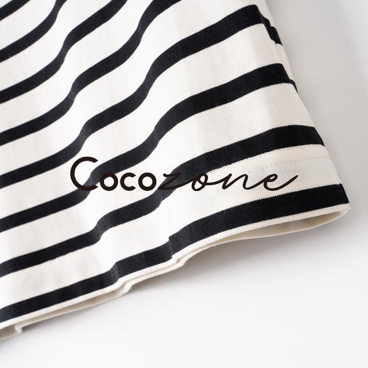 COCO ZONE 刘一一 简约圆领舒适百搭横向条纹撞色T恤 CD1A1441 商品图4