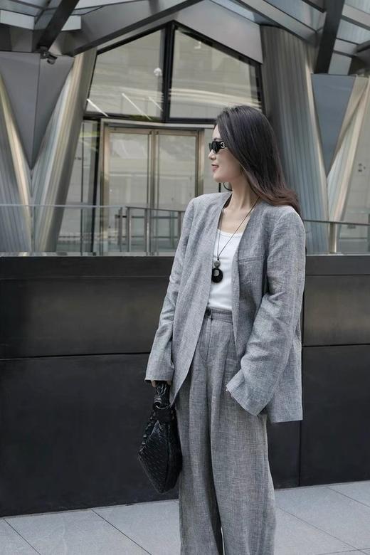 ESTELLICA 极简老钱风黑白细格西装长裤套装 21150 商品图7