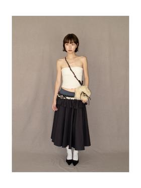 Kaiy Xiao 魔法星星系列 毛绒褶皱双层不规则长半裙