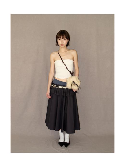 Kaiy Xiao 魔法星星系列 毛绒褶皱双层不规则长半裙 商品图0