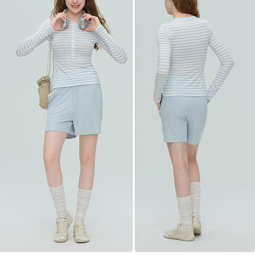 跃牌【周游世界】秋冬新款瑜伽服女韩系慵懒宽松亨利领长袖T恤TP0941 商品图3