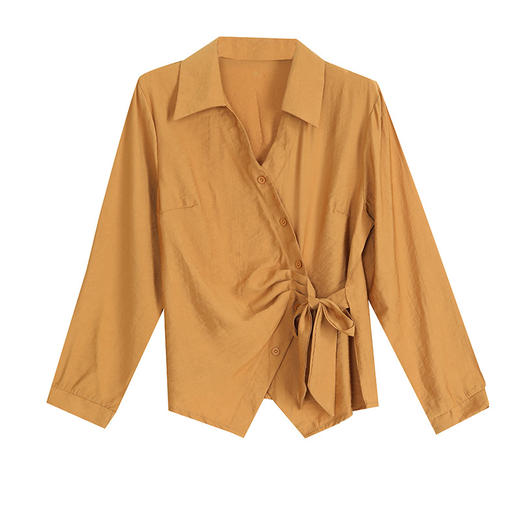 KQL现货秋季新款长袖衬衫女士时尚百搭蝴蝶结上衣漂亮显瘦小衫 商品图4