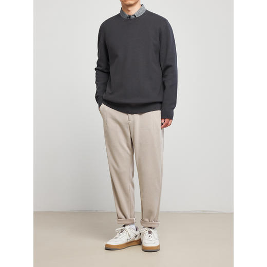 墨麦客男装秋冬季新款衬衫领假两件毛衣男士针织衫打底外套潮 商品图4