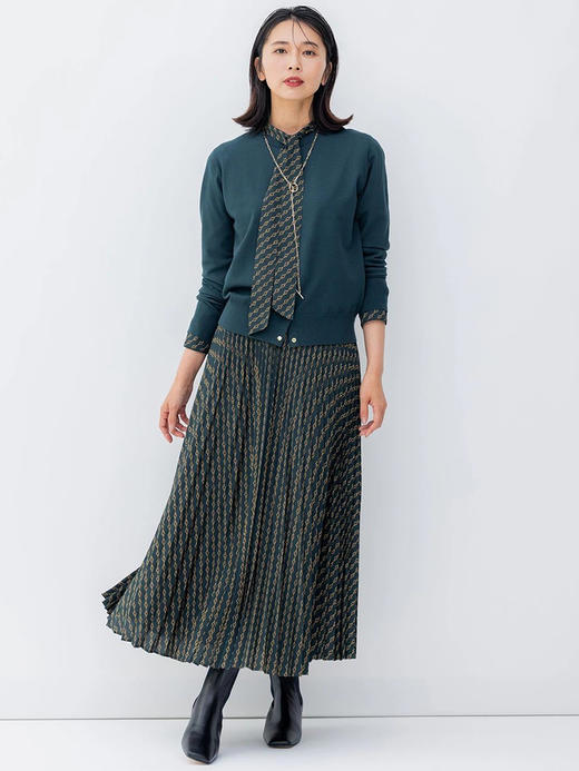 23区日系春季通勤职业宽松印花立领长袖衬衣休闲飘带衬衫商场同款 商品图4