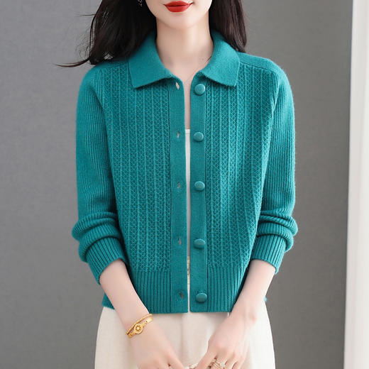 CC翻领毛衣开衫针织外套女士妈妈秋装2025新款气质外搭短款长袖上衣 商品图0
