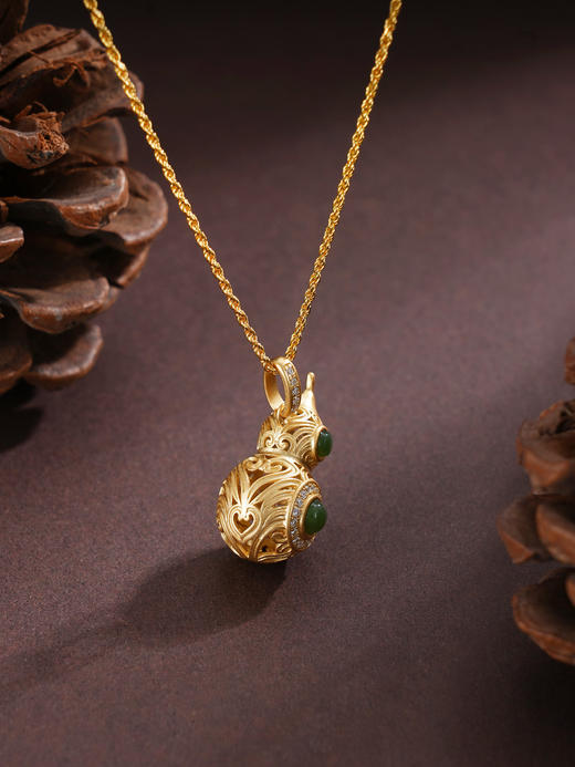 子佩集S925银【福禄倾心】套链【DZ05165】纯银古法银项链葫芦镀金2509 商品图4