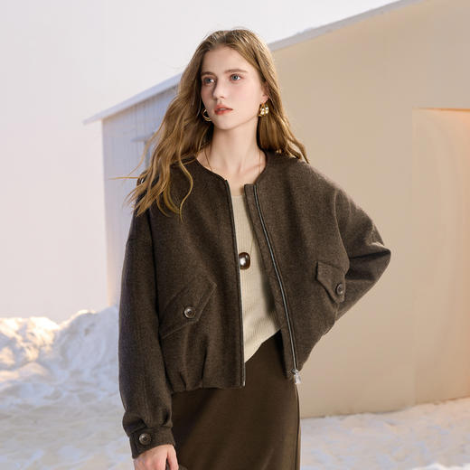 三彩2025冬季新款短款羽绒服90白鸭绒围巾压胶直充外套M 商品图1