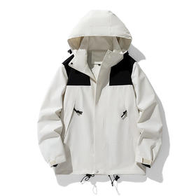 拼接冲锋衣男女秋冬新款连帽青年户外运动休闲防风情侣百搭外套潮