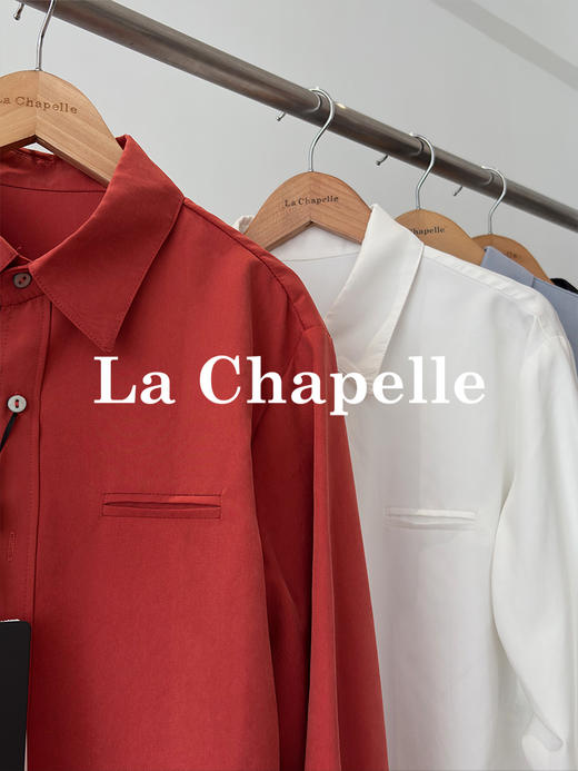 会员福利【挺阔有型/高品质】拉夏贝尔/La Chapelle通勤排扣翻领衬衫女2025秋季新款一字假口袋长袖宽松长袖衬衣 商品图11
