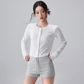 跃牌【周游世界】秋冬新款瑜伽服女纯棉透气短款休闲叠穿长袖薄外套TP0979