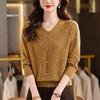 CCV领镶钻扣针织衫女秋冬内搭修身款气质女神范短款套头打底毛衣潮 商品缩略图2