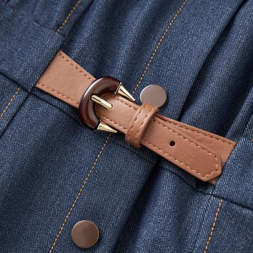 「高货wl」全新升级【铂金会员349/天猫469/差价120】(65600)洛诗琳通勤气质牛仔连衣裙2025秋季新款收腰显瘦V领A字裙 商品图2