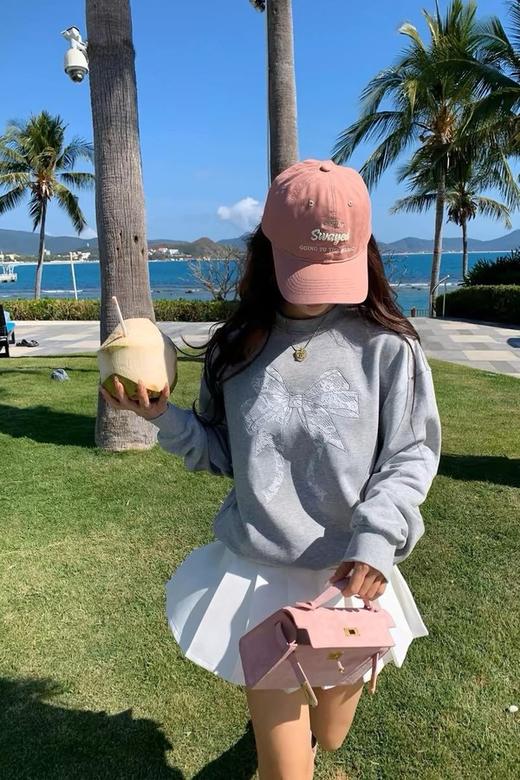 HAYES 甜美休闲蕾丝蝴蝶结灰色卫衣 21041 商品图0