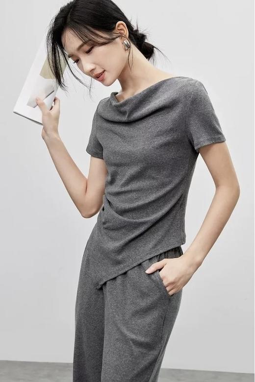 SENTUBILA尚都比拉 舒适休闲灰色荡领上衣长裤套装 21186 商品图7