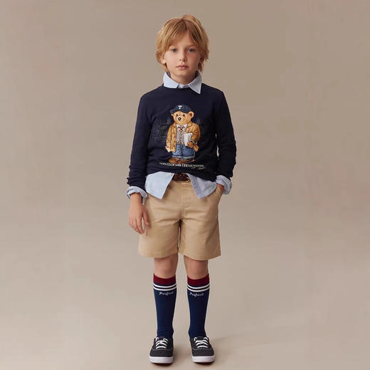 秋季新款卡通小熊印花长袖打底衫纯棉柔软舒适男女童T恤 商品图1