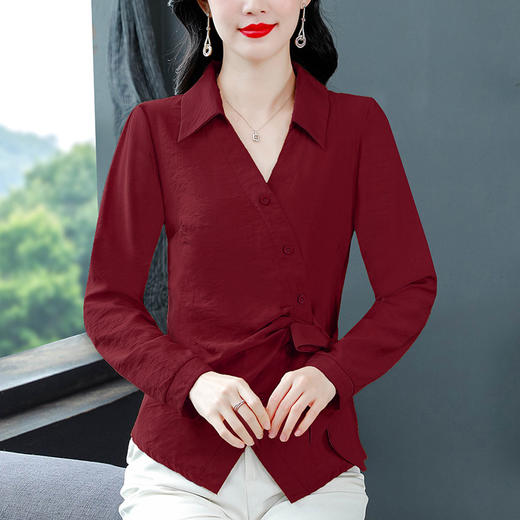 KQL现货秋季新款长袖衬衫女士时尚百搭蝴蝶结上衣漂亮显瘦小衫 商品图2