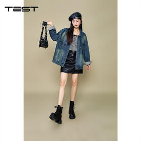 秋上新复古宽松版型水洗牛仔外套2253007