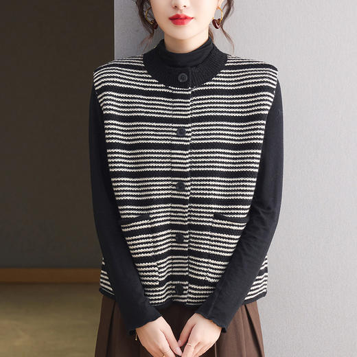 CC无袖针织开衫春秋外搭马甲背心2025新款洋气马夹坎肩外套毛衣 商品图3