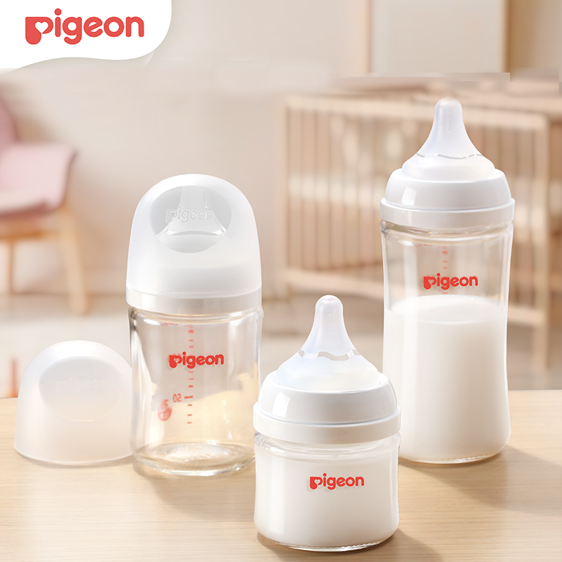 【官方自营】PIGEON/贝亲自然实感Pro第3代宽口径硼硅酸清透玻璃/PPSU防胀气防呛奶瓶奶嘴新生儿防胀气防胀气防呛奶瓶