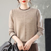 CC女士早秋薄款上衣撞色边圆领针织衫洋气秋装2025新款打底毛衣 商品缩略图1