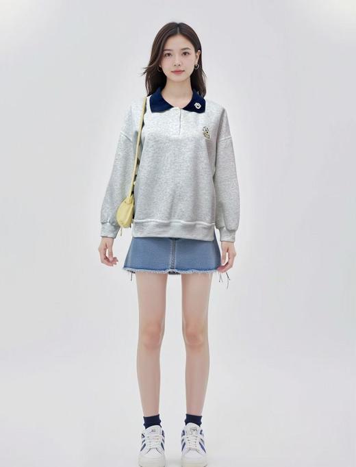 【工艺系列卫衣】刺绣款～95%棉卡通可爱猫拼色领卫衣-喜出 商品图3