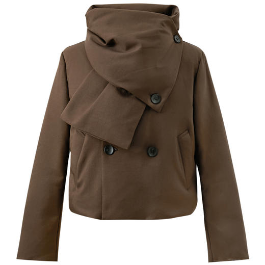 【90白鹅绒】三彩2025冬季新款短款鹅绒服可拆卸围巾羽绒服M 商品图4