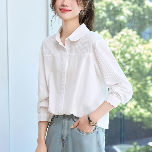 CC大码衬衣胖mm高级感秋装洋气白色衬衫2025年新款宽松休闲女装上衣 商品图2