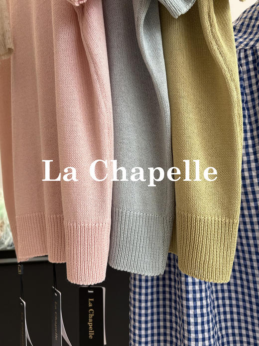 会员福利【精美刺绣+立体珍珠】拉夏贝尔/La Chapelle天丝亚麻针织衫女圆领百搭短袖休闲慵懒毛衣 商品图3