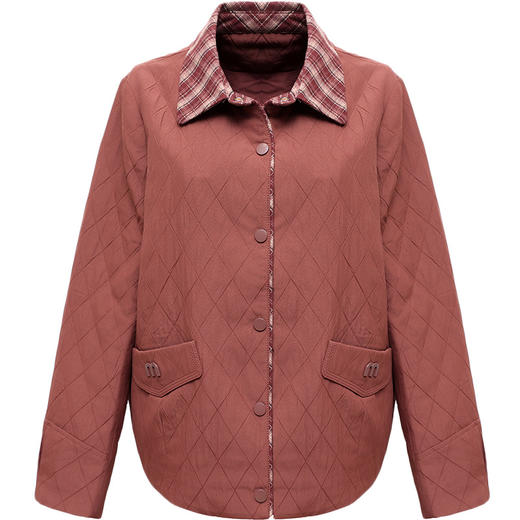 QYM 79B2597-Y时尚气质外套衬衣领休闲搭菱形格子上衣 商品图4