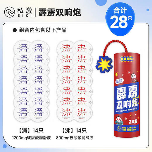 SIKI私激避孕套超薄003玻尿酸霹雳双响炮礼盒安全套光面型28只装 商品图1