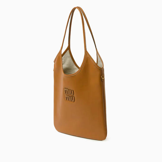 Miu Miu 女士皮革刻字徽标 IVY 皮革单肩包 棕色 5BG231 2CRW F0046 VMLN 商品图1