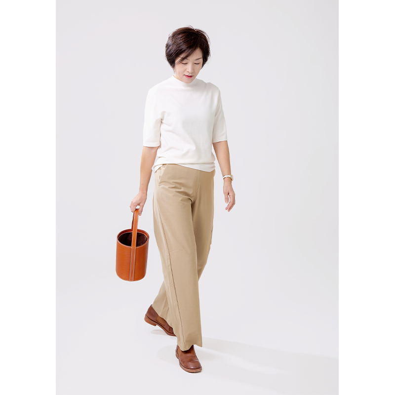 松紧腰针织长裤